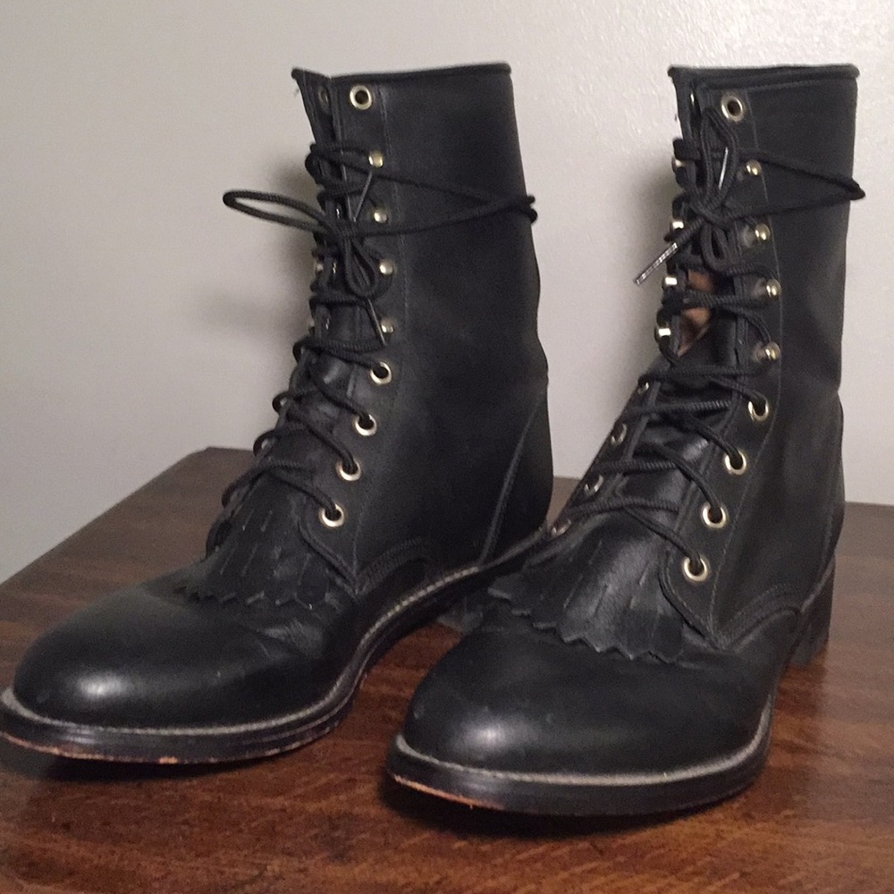 Justin 506 Hiram black roper boot size 7 1/2 D